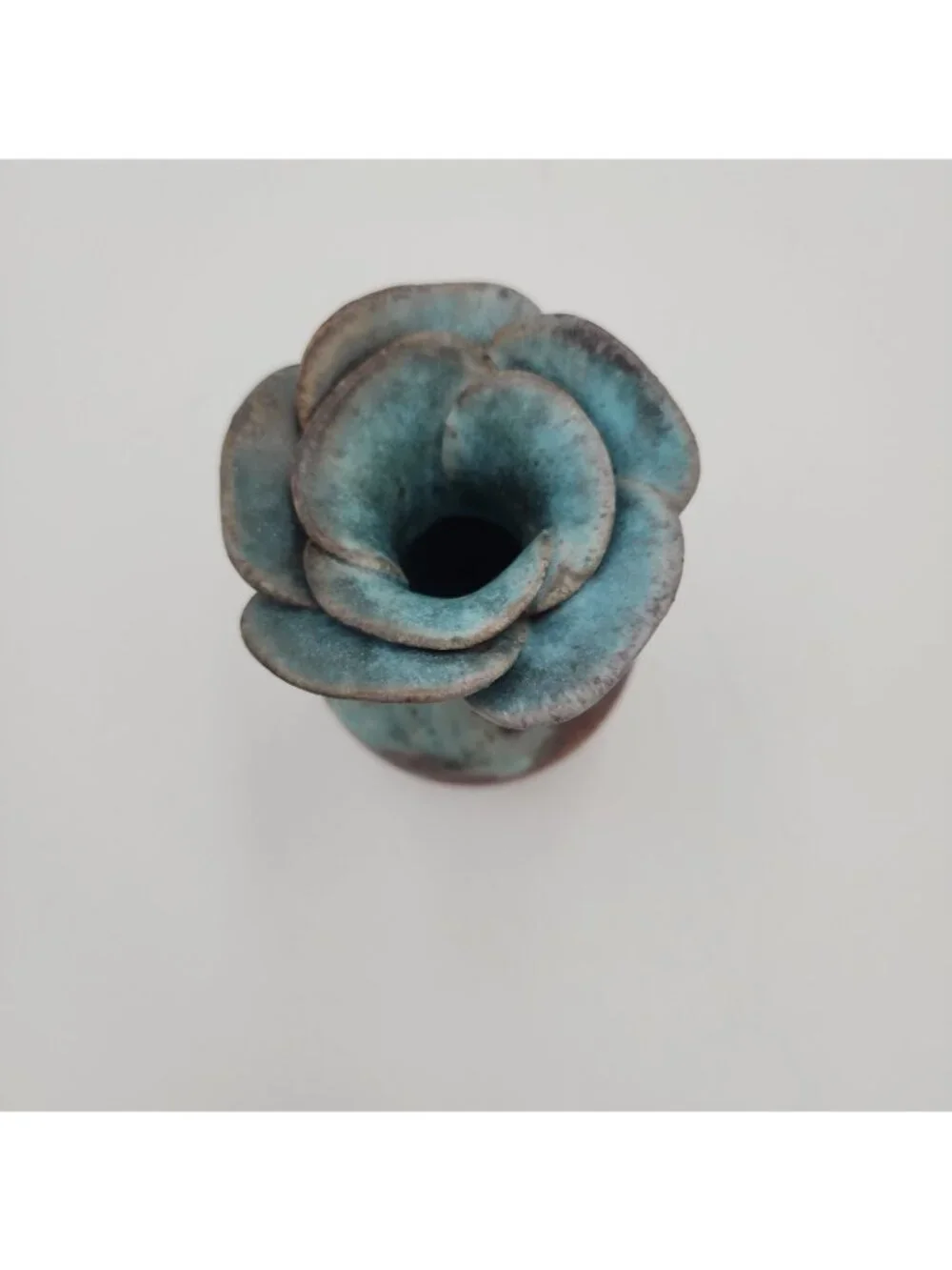 Studio Bud Vase MCM Pottery Signed By Judy Blue Tan 4